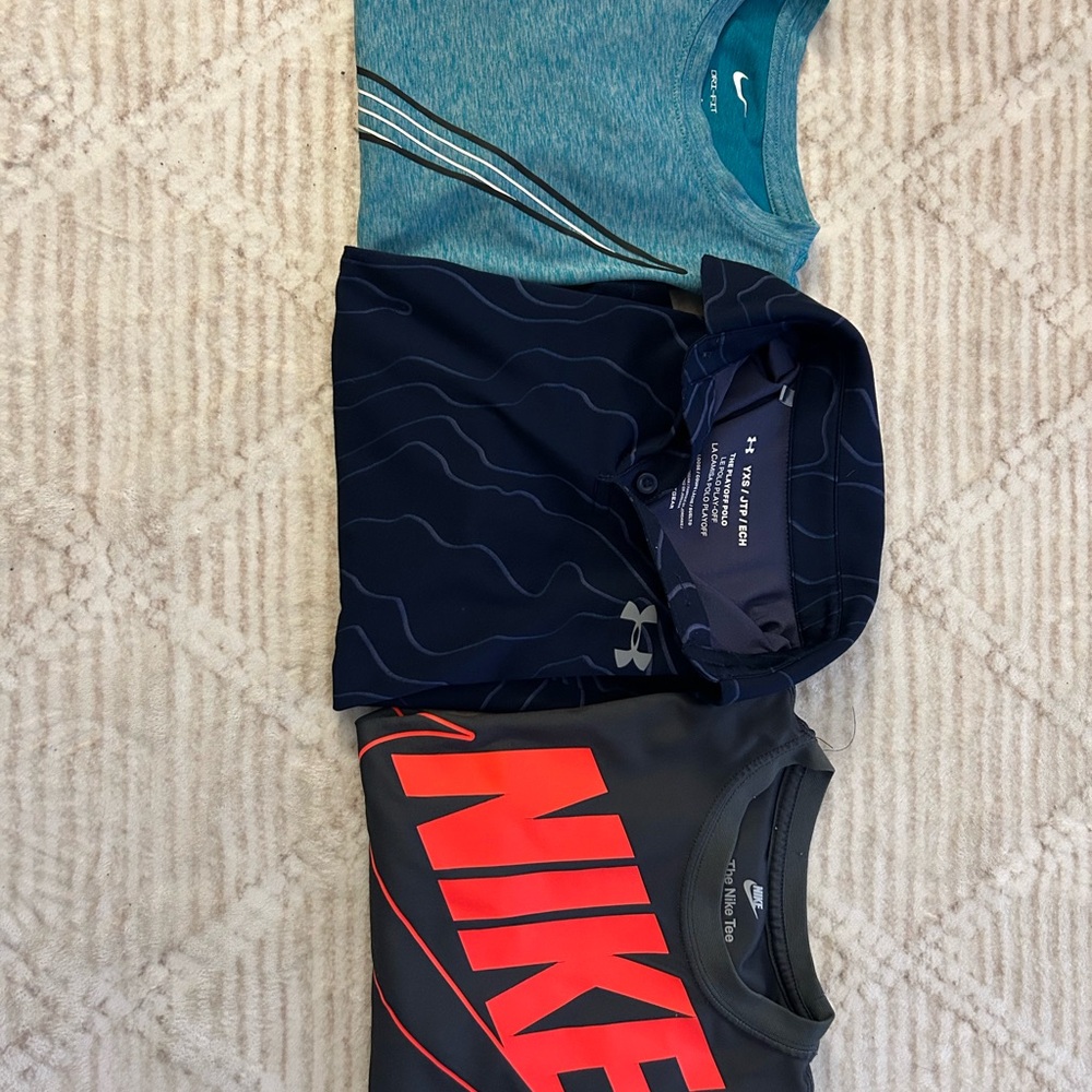 Nike Kids and UA Shirts - Teal, Navy, and Black